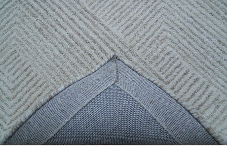 Custom Made White Beige Modern Style Hand Tufted Wool Area Rug