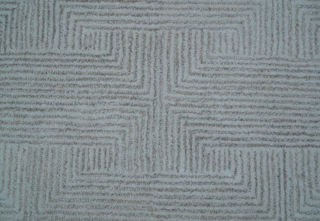 Custom Made White Beige Modern Style Hand Tufted Wool Area Rug