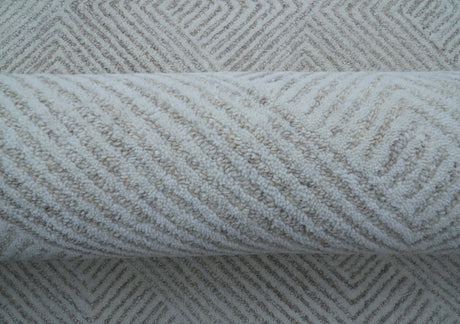Custom Made White Beige Modern Style Hand Tufted Wool Area Rug