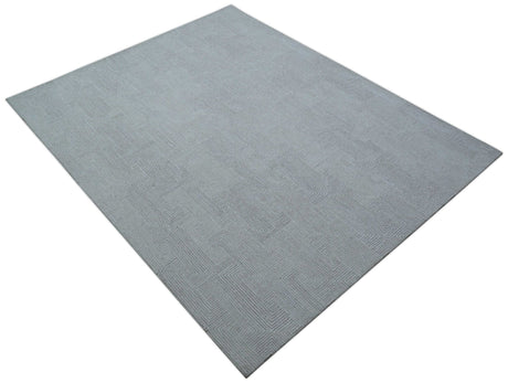 Custom Made White Beige Modern Style Hand Tufted Wool Area Rug