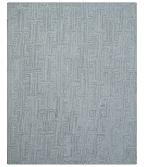 Custom Made White Beige Modern Style Hand Tufted Wool Area Rug