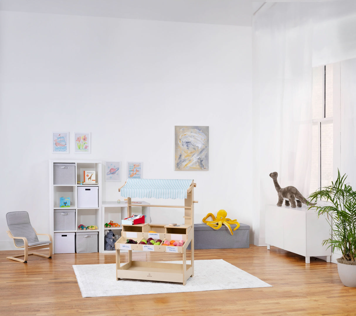 Cypress Wooden Market Stand – Pretend Play Shop for Kids with Storage-Indoor-Parc Decor