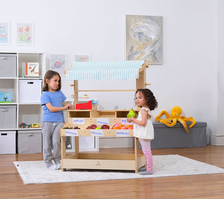 Cypress Wooden Market Stand – Pretend Play Shop for Kids with Storage-Indoor-Parc Decor