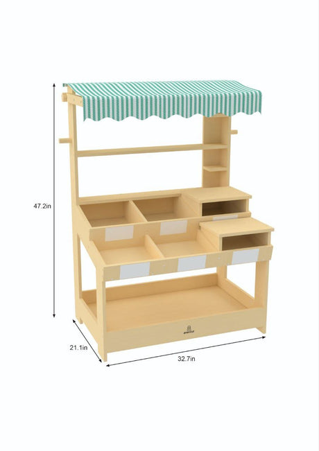 Cypress Wooden Market Stand – Pretend Play Shop for Kids with Storage-Indoor-Parc Decor