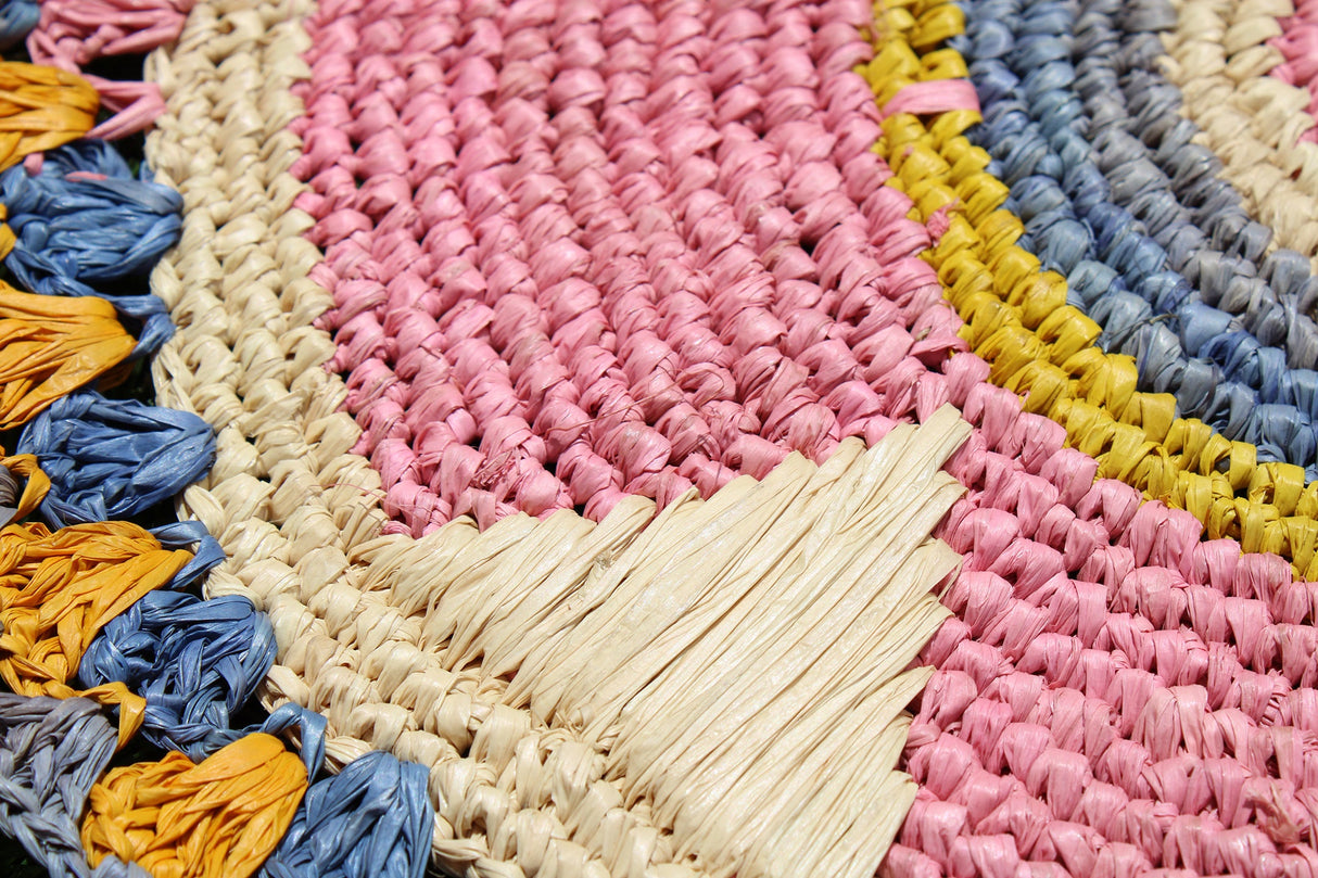 Daisy Raffia Placemat, Colorful Woven tabletop-Placemats-Parc Decor