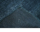 Dark Blue 2x3 Hand Knotted Solid Blue Rug made with Art Silk | N6623-Area Rug-Parc Decor