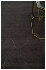 Dark Brown and Ivory Modern Stripes Pattern Hand knotted 5x7 wool and Art Silk Area Rug-Area Rug-Parc Decor