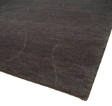 Dark Brown and Ivory Modern Stripes Pattern Hand knotted 5x7 wool and Art Silk Area Rug-Area Rug-Parc Decor