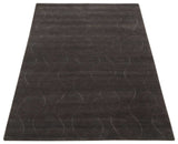 Dark Brown and Ivory Modern Stripes Pattern Hand knotted 5x7 wool and Art Silk Area Rug-Area Rug-Parc Decor