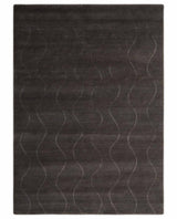 Dark Brown and Ivory Modern Stripes Pattern Hand knotted 5x7 wool and Art Silk Area Rug-Area Rug-Parc Decor