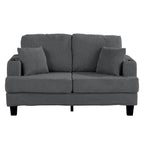 Dark Gray 3 Piece Set Comfy Sofa Couch 3-Seater & Loveseat Sofa with Storage Ottoman for Living Room with USB, Side Pockets, Pillows included