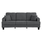 Dark Gray 3 Piece Set Comfy Sofa Couch 3-Seater & Loveseat Sofa with Storage Ottoman for Living Room with USB, Side Pockets, Pillows included