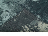 Dark Teal, Gray and Silver Modern Abstract Hand Knotted 5x8 wool Area Rug