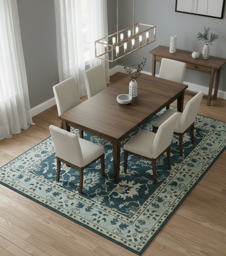Dark Teal, Silver, Blue and Ivory Hand Knotted Traditional Oushak Multi Size Area Rug