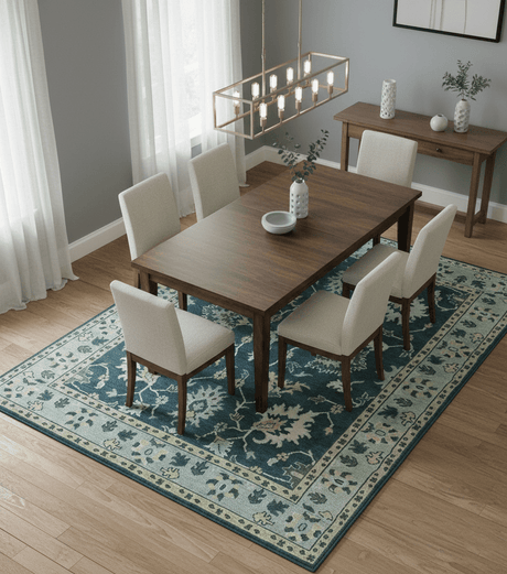 Dark Teal, Silver, Blue and Ivory Hand Knotted Traditional Oushak Multi Size Area Rug