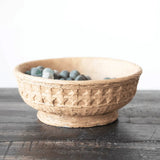 Decorative Debossed Cement Bowl / Planter, Woven Design-Planters-Parc Decor