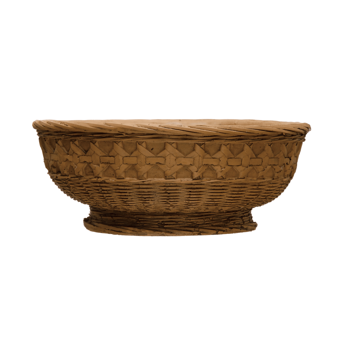 Decorative Debossed Cement Bowl / Planter, Woven Design-Planters-Parc Decor