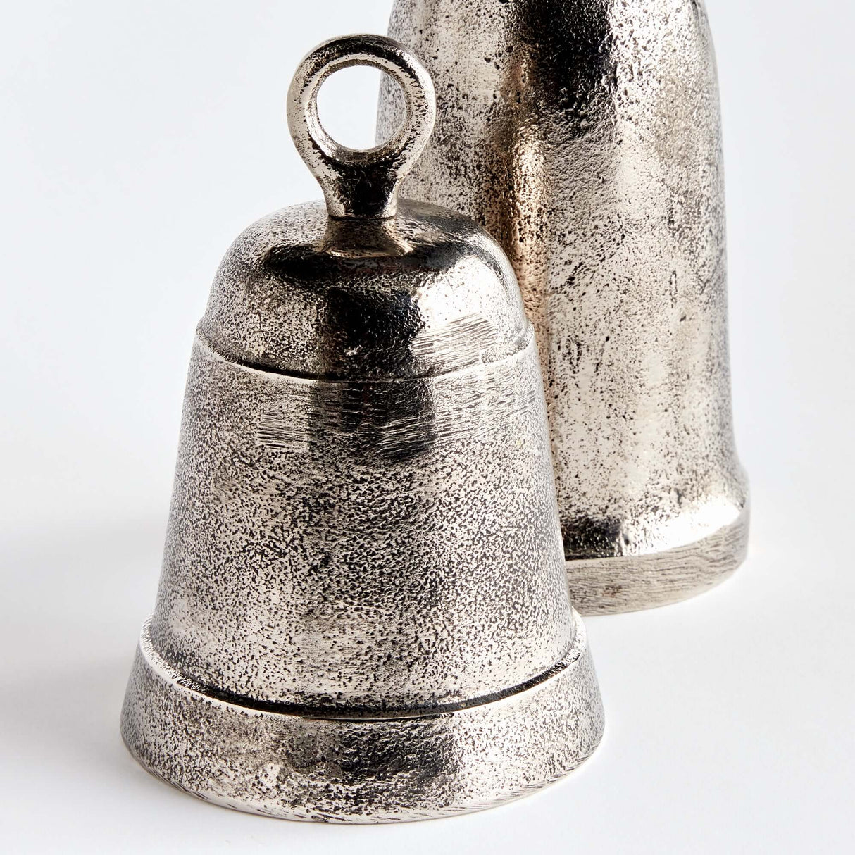 Decorative Functional Bells with Antique Silver Finish (Set of 2)-Bells-Parc Decor