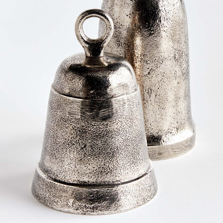 Decorative Functional Bells with Antique Silver Finish (Set of 2)-Bells-Parc Decor