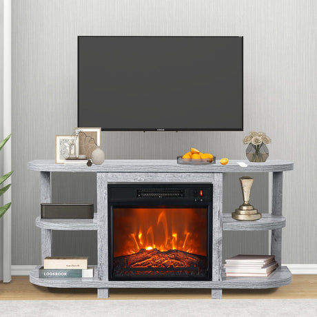Decorative Modern 48" TV Stand with 18" Insert Electric Fireplace