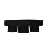 Decorative Paulownia Wood Footed Tray, Black