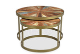 Delian Round coffee table with gold legs -set of 2