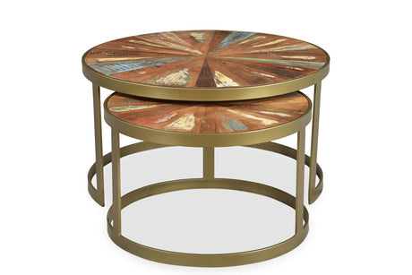 Delian Round coffee table with gold legs -set of 2-coffee table-Parc Decor
