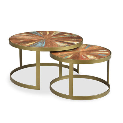 Delian Round coffee table with gold legs -set of 2-coffee table-Parc Decor