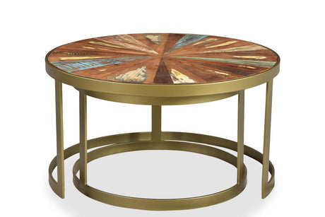 Delian Round coffee table with gold legs -set of 2-coffee table-Parc Decor