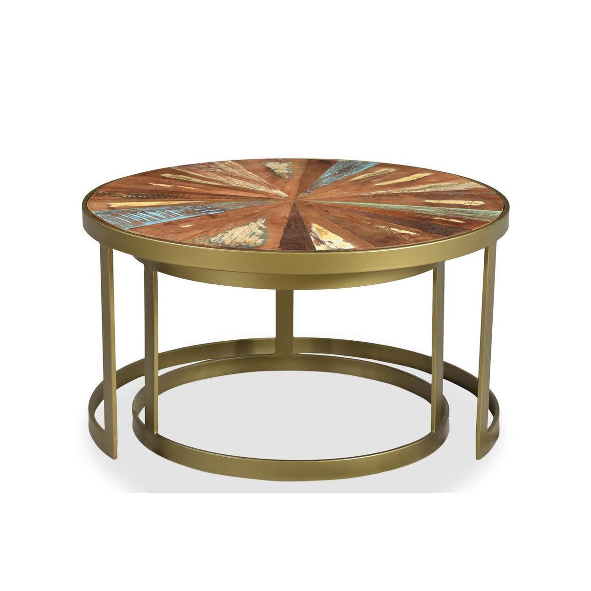 Delian Round coffee table with gold legs -set of 2
