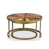 Delian Round coffee table with gold legs -set of 2