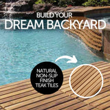 Denali Natural Teak Outdoor Interlocking Tiles, 9 Slat (10 sq ft)