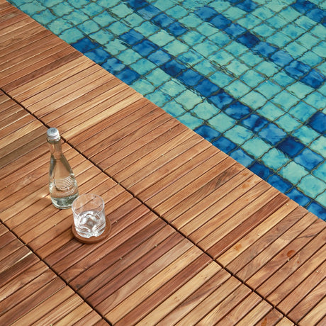 Denali Oiled Teak Outdoor Interlocking Tiles-Floor Tile-Parc Decor