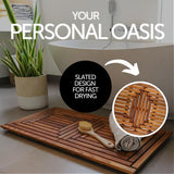 Denver Oiled Double Framed Teak Shower and Bath Mat-Bath Mat-Parc Decor