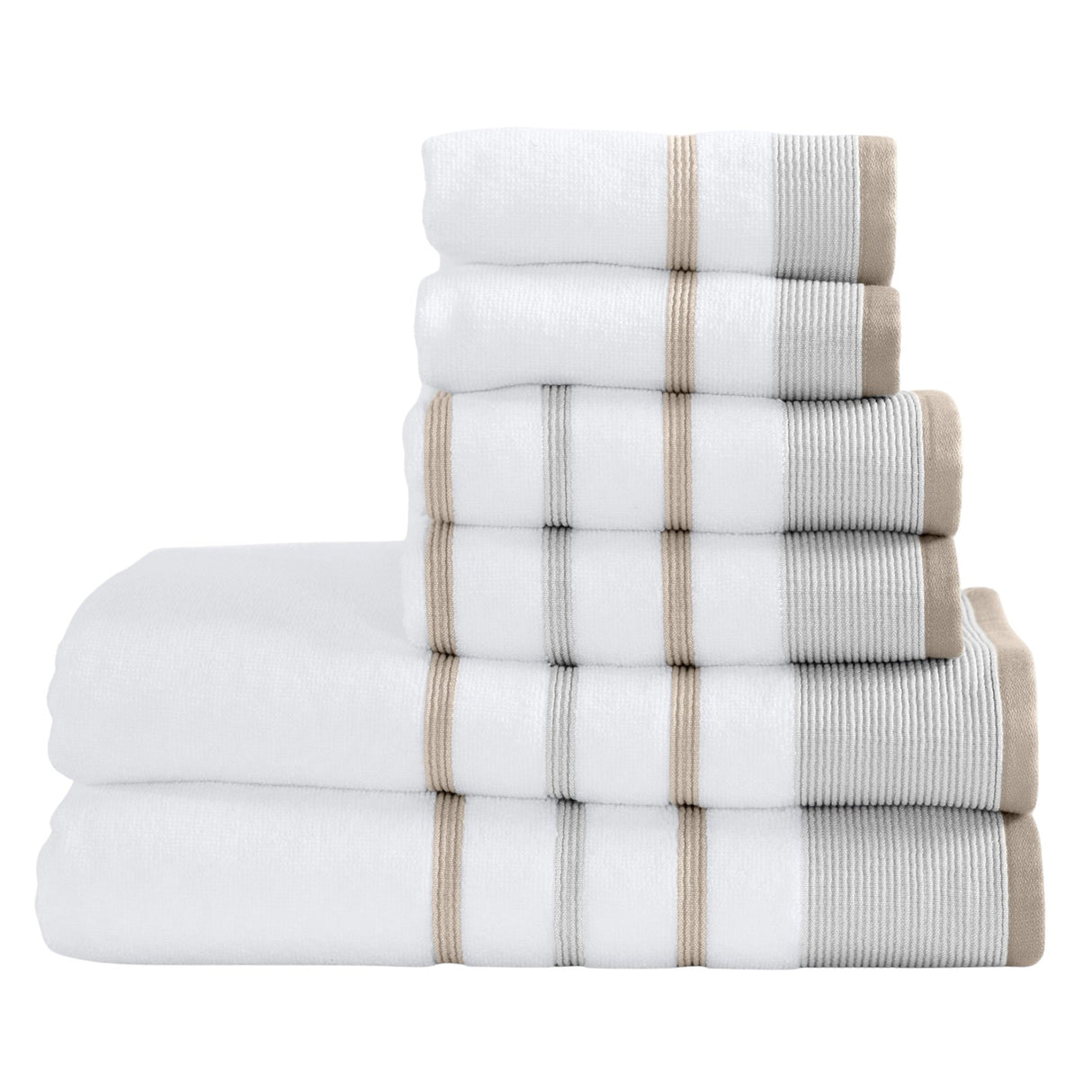 Decorative Cotton Stripe Bath Towel Set - Noelle Collection