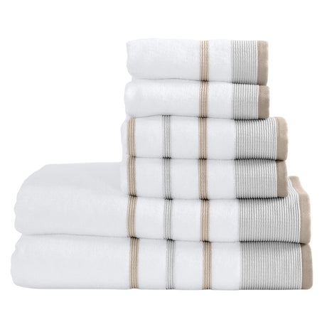 Decorative Cotton Stripe Bath Towel Set - Noelle Collection
