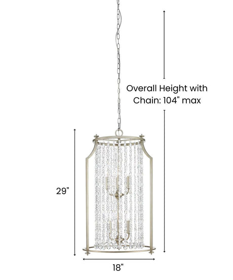 Desiree 6-Light 18"w Pendant Foyer Hanging Light Fixture Silver Ridge Grey Finish by Progress