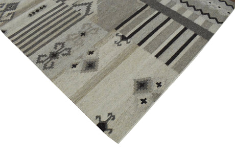 Dhurrie Beige Modern Tribal Pattern Wool Area Rug