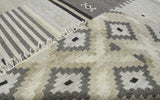 Dhurrie Beige Modern Tribal Pattern Wool Area Rug