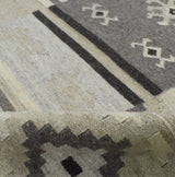 Dhurrie Beige Modern Tribal Pattern Wool Area Rug