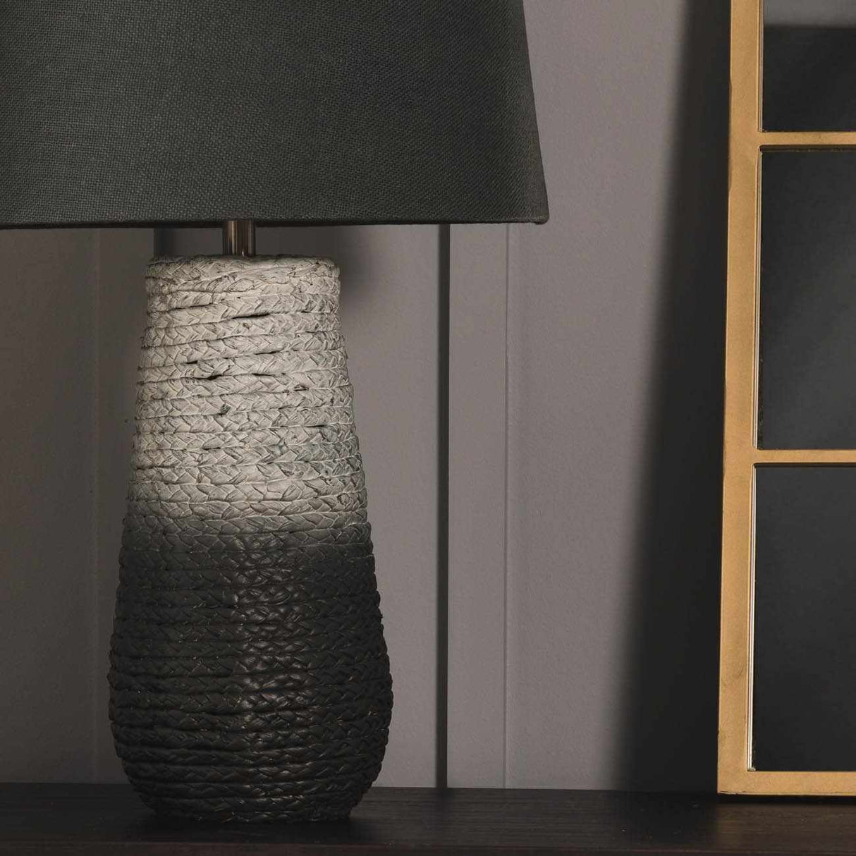 Dingras Pale Blue Jute Table Lamp-Lighting-Parc Decor