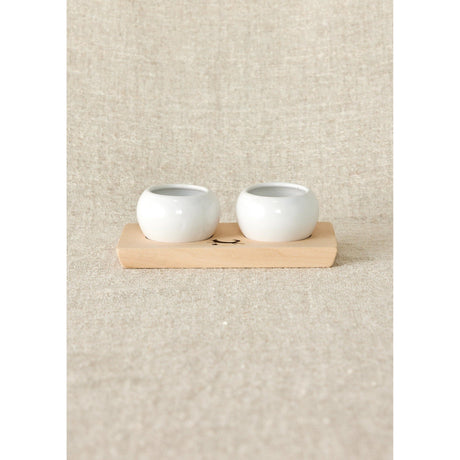 Dipping & Spice Wooden and Ceramic Bowl Pair
