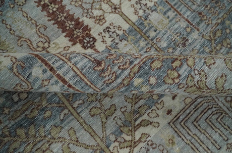 Distress Finish Tree of life Gray, Ivory, Brown and Olive Traditional Floral Hand knotted 8x10 wool Area Rug