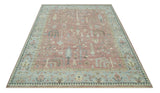 Distress Finished Tree of Life Hand Knotted Rust and Blue 9x12 Wool Rug