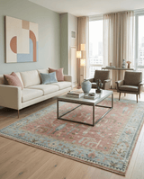 Distress Finished Tree of Life Hand Knotted Rust and Blue 9x12 Wool Rug
