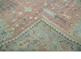Distress Finished Tree of Life Hand Knotted Rust and Blue 9x12 Wool Rug