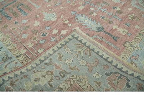 Distress Finished Tree of Life Hand Knotted Rust and Blue 9x12 Wool Rug
