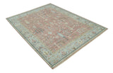 Distress Finished Tree of Life Hand Knotted Rust and Blue 9x12 Wool Rug