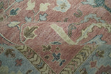 Distress Finished Tree of Life Hand Knotted Rust and Blue Custom Made Wool Rug