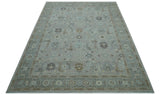 Distressed and Blue Silver Hand Knotted Traditional Wool Area Rug